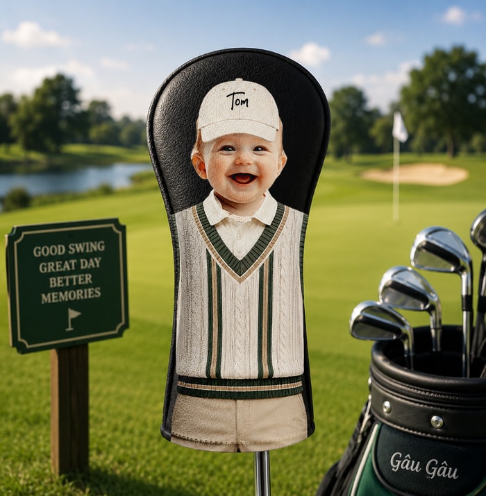 Custom Cute Kid Photo Golf Head Cover, Golf Club Cover - Gift For Golf Lovers