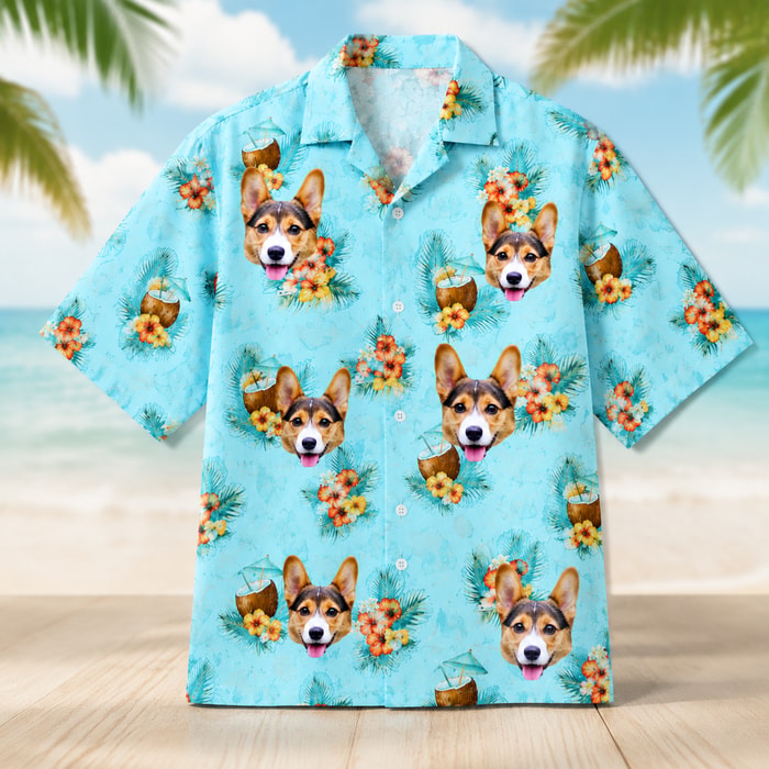 Tropical Floral Coconut Shirt - Custom Pet Photo Hawaiian Shirt, Personalized Pet Shirt