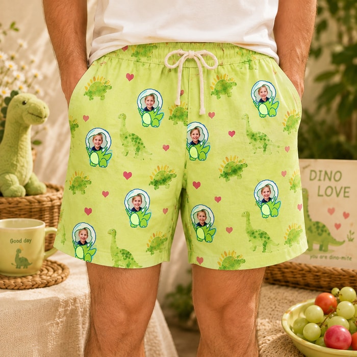 Personalized "Dino Love Space" Swim Shorts