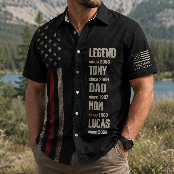 Legend, Husband, Dad And Grandpa Custom Family Name - Personalized Hawaiian Shirt