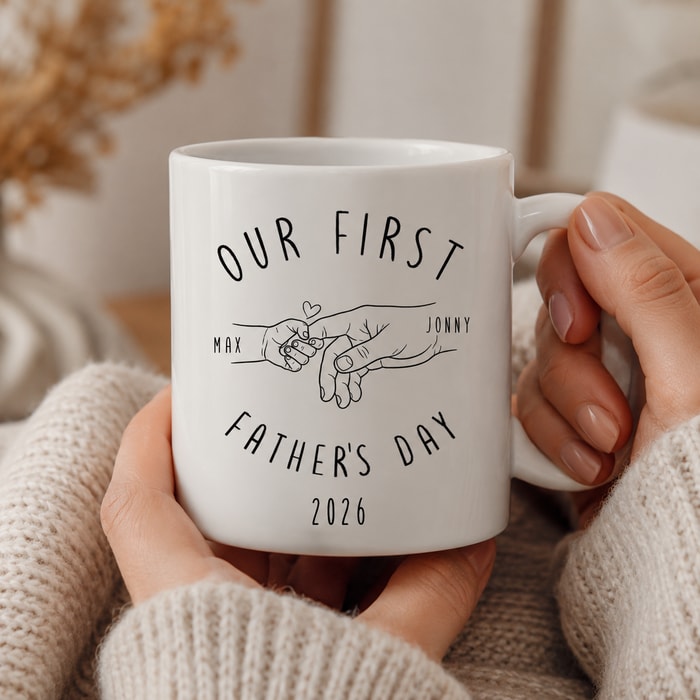 Our First Father'S Day - Personalized Custom Mug - First Father'S Day, Gift For First Time Dad, Newborn Baby