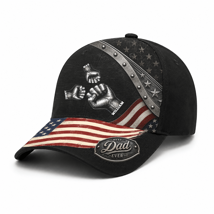 Best Dad Ever Metal Style Print - Personalized Classic Cap - Father'S Day Gift For Dad, Daddy, Papa, Grandpa