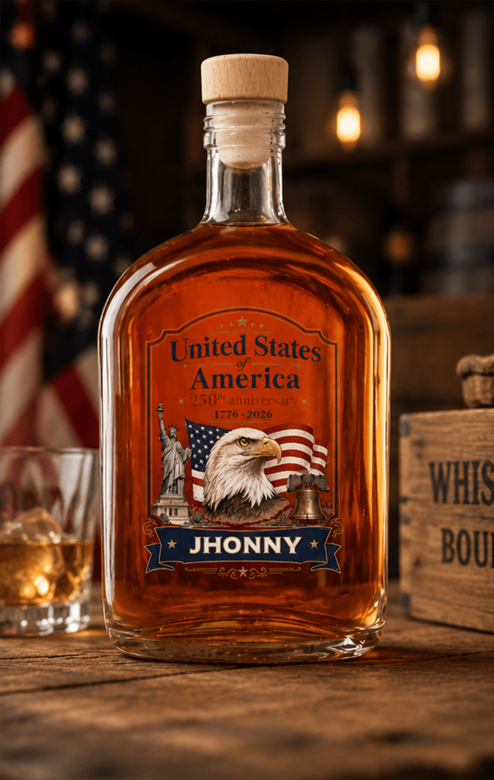 United States Of America 250th Anniversary, Whiskey Bottle, Gift For Him 25oz