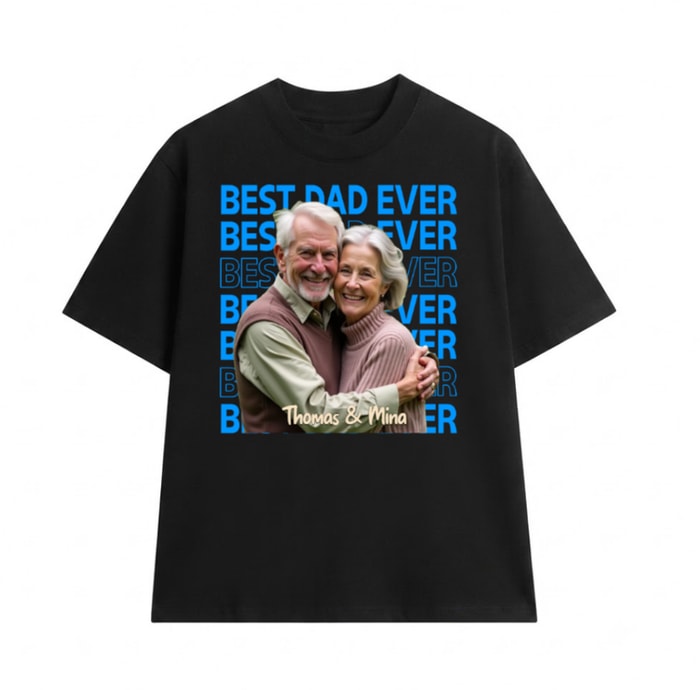 Custom Dad Vintage Photo Shirt, Personalized Dark Shirt, Custom Photo Fathers Day Shirt With Kids Photo