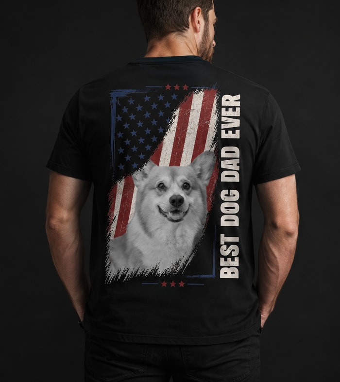 Best Dog Dad Ever Upload Photo Dog Shirt, Us Flag Shirt Only Back
