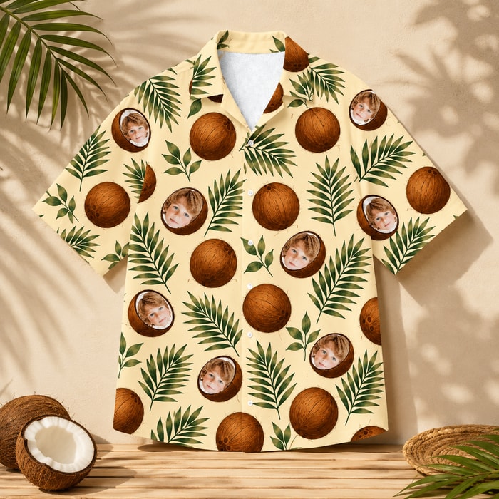 Personalized Coconut Tropical Shirt - Custom Kids Face Hawaiian Shirt