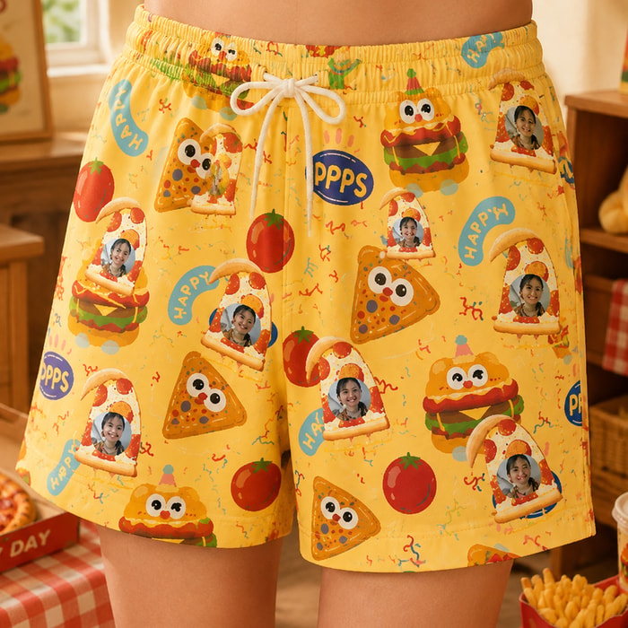 Personalized "Happy Fast Food Yellow" Swim Shorts