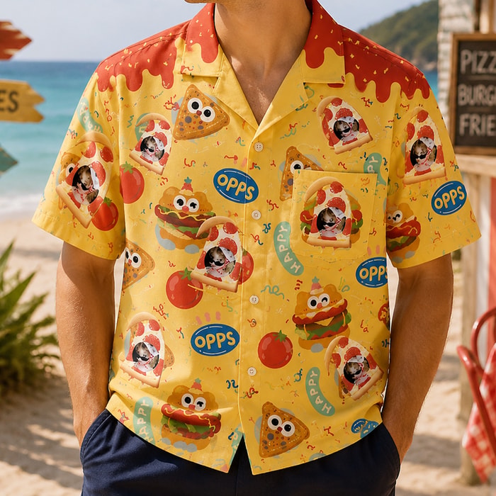 Personalized "Happy Fast Food Yellow" Aloha Shirt