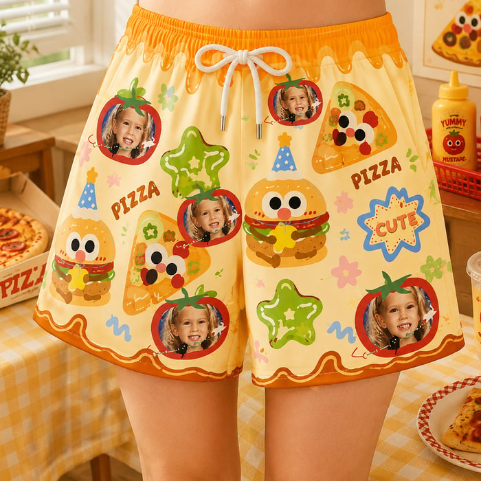 Personalized "Fast Food & Tomato Yellow" Swim Shorts