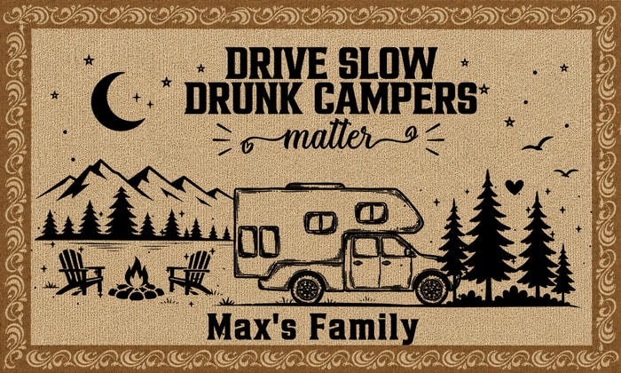 Happy Campers Camping Patio Mat Personalized Gift