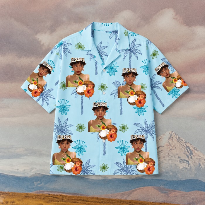 Custom Face Hawaiian Shirt, Personalized Coconut Hibiscus Aloha Shirt, Tropical Portrait Button Up, Family Friends Gift, Custom Beach Vacation Shirt