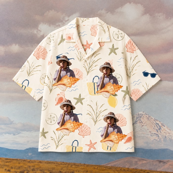 Custom Face Hawaiian Shirt, Personalized Seashell Photo Aloha Shirt, Coastal Beach Portrait Shirt, Family Friends Vacation Gift, Custom Summer Button Up