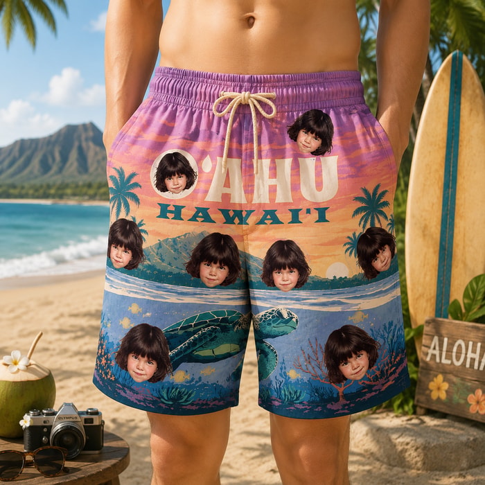 Personalized "O'Ahu Hawai'I" Swim Shorts