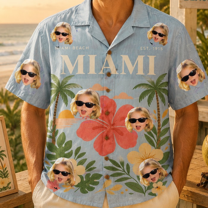 Personalized "Miami Beach" Aloha Shirt