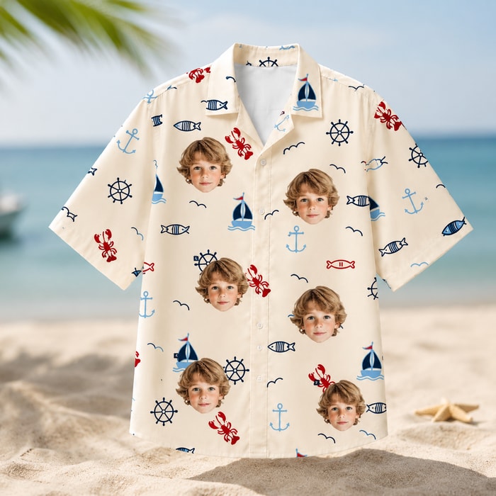 Sailboat Anchor Hawaiian Shirt - Custom Face Hawaiian Shirt, Personalized Photo Shirt