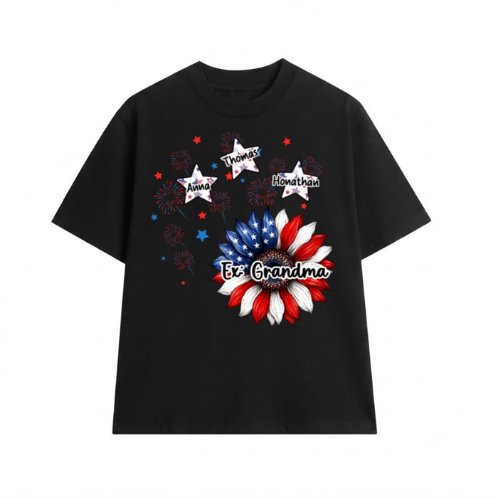 Sunflowers 4th Of July Grandma - Personalized Custom T Shirt - Birthday, Loving, Funny Gift For Grandma/Nana/Mimi, Mom, Wife, Grandparent