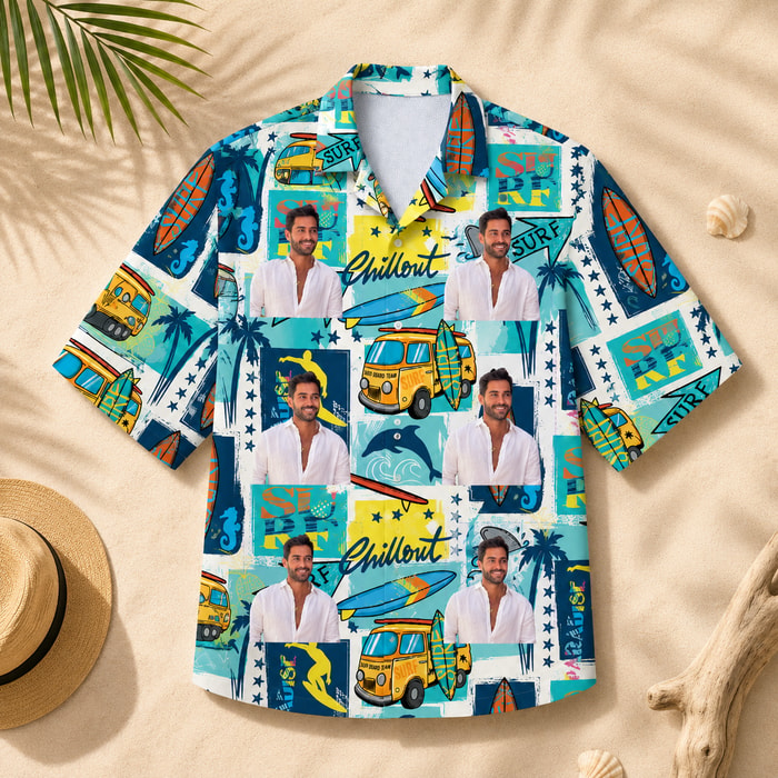 Surfing Hawaiian Shirt - Personalized Photo Hawaiian Shirt, Custom Portrait Shirt