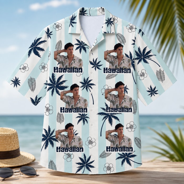Palm Tree Beach Shirt - Custom Face Hawaiian Shirt, Personalized Photo Shirt