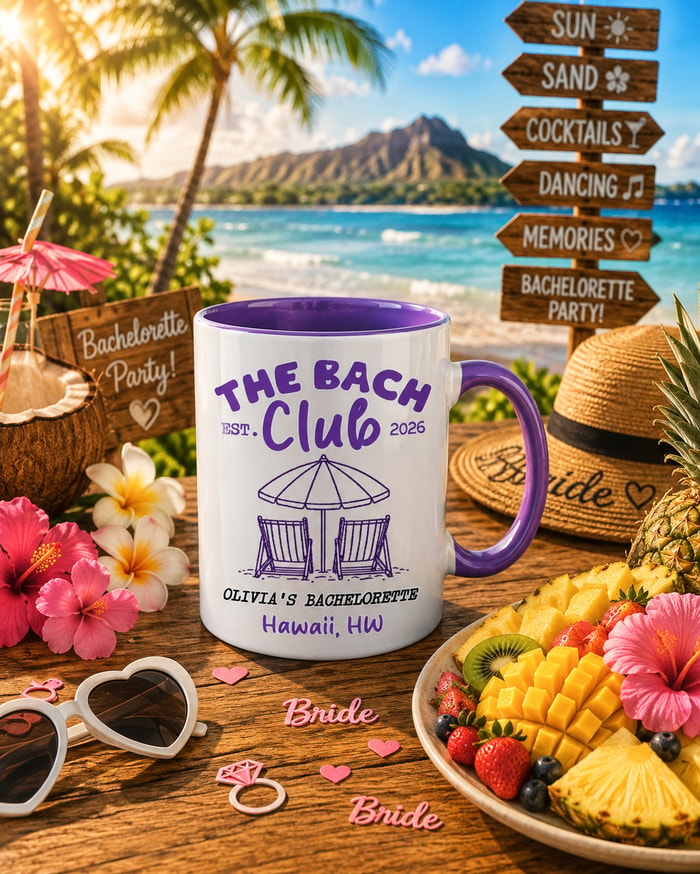 The Bach Club Personalized Ceramic Mug 11oz 15oz, Beach Bachelorette Party Favor