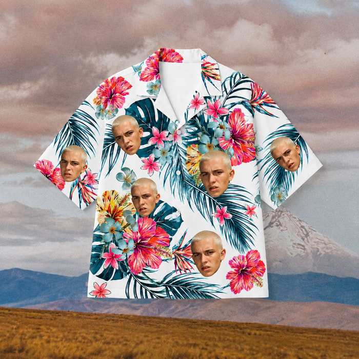 Custom Face Hawaiian Shirt, Personalized Portrait Aloha Shirt, Tropical Floral Photo Button Up, Funny Family Friends Gift, Custom Vacation Shirt