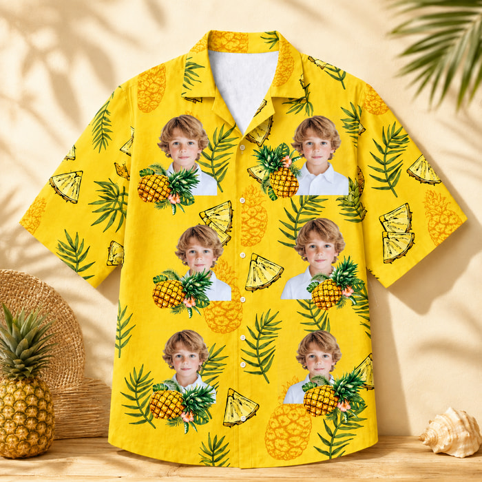 Personalized Tropical Hawaiian Shirt - Custom Photo Pineapple Shirt