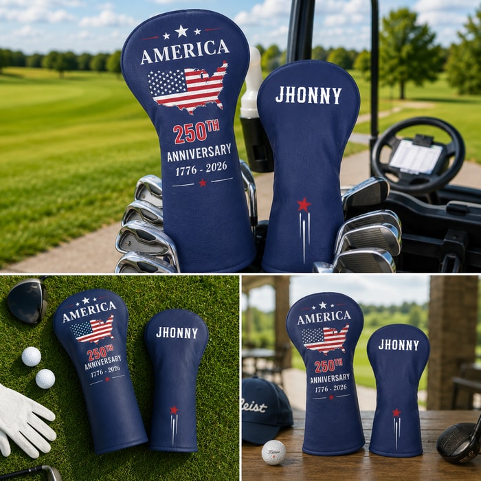 Custom Name America 250th Anniversary 1776–2026 Golf Head Cover