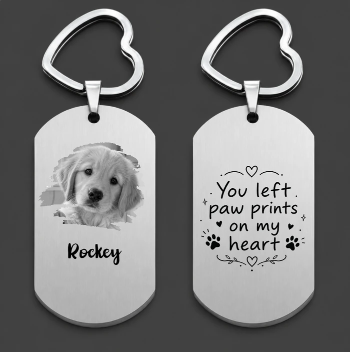 Sympathy Quotes Pet Metal Keychain, Pet Photo Engraved Keychain, Pet Loss Gift