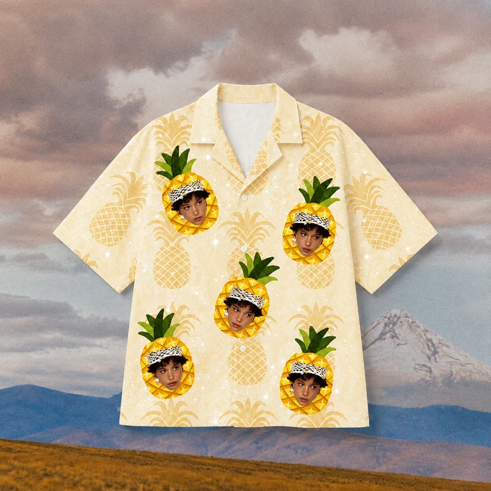 Too Cool for a Regular Pineapple Hawaiian Shirt – Personalized Face Photo Aloha Shirt, Custom Fun Gift for Family & Friends
