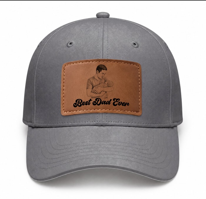 Custom Photo Leather Patch Hat - Personalized Father'S Day Birthday Gifts For Dad, Grandpa - Real Men Raise Families