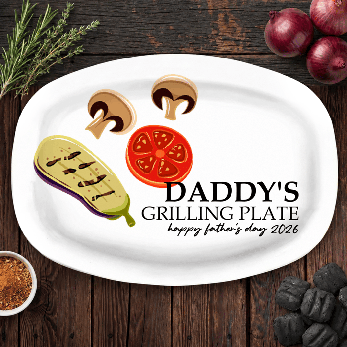 Personalized Platter - "Dad Serves Love Daily" - Gift For Dad, Grandpa Platter