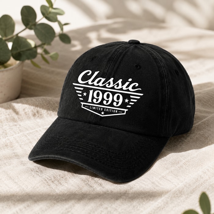 Personalized Washed Denim Baseball Cap, Custom Vintage Look Unique Gift For Dad Or Friend