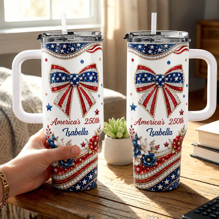 America'S 250th, Personalized 40oz Tumbler, Gift For Patriotic Women