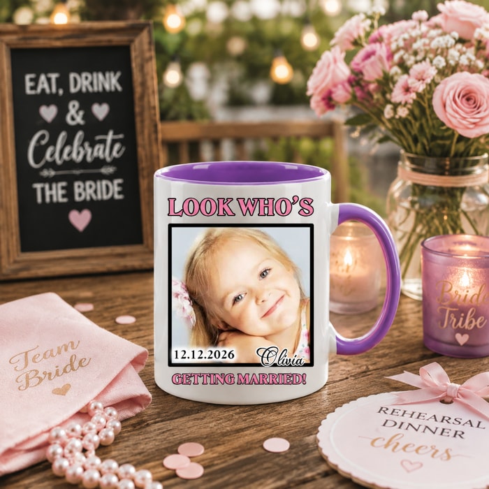 Personalized "Look Who'S Getting Married!" Ceramic Coffee Mug, Custom Photo Wedding & Bridal Shower Gift 11oz & 15oz