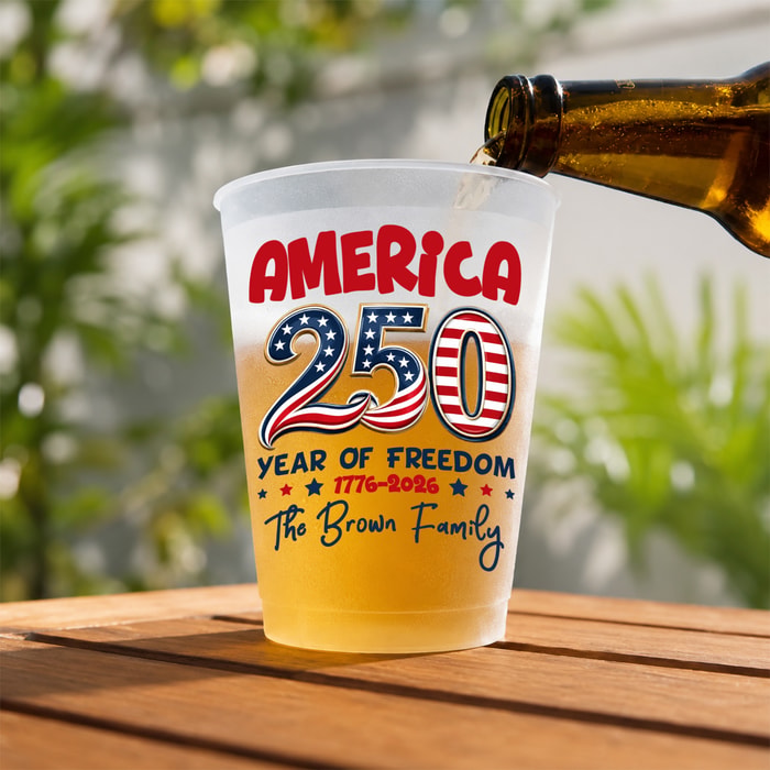 America Birthday The Family, Personalized Frosted Cups, Gift For Family