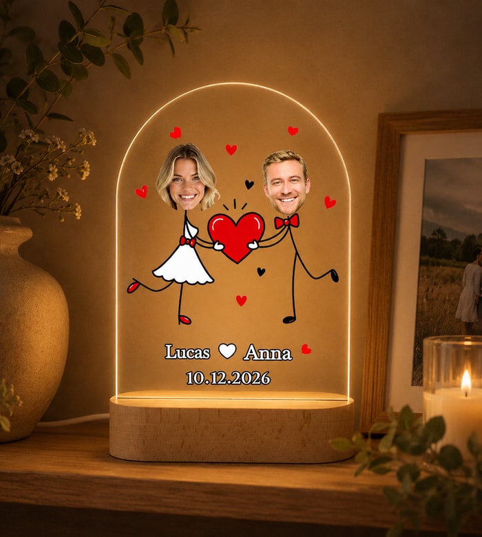 Custom Stick Figure Wedding Lamp: Personalized Led Gift