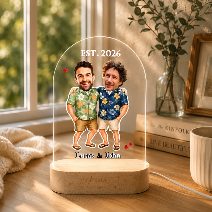 Custom Men In Hawaii Led Lamp – Tropical Keepsake