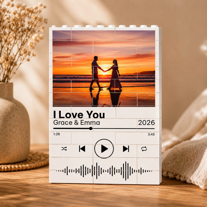 Custom Photo Building Brick Blocks | Valentines Day Gift | Personalized Anniversary Gift | Custom Song Brick Block