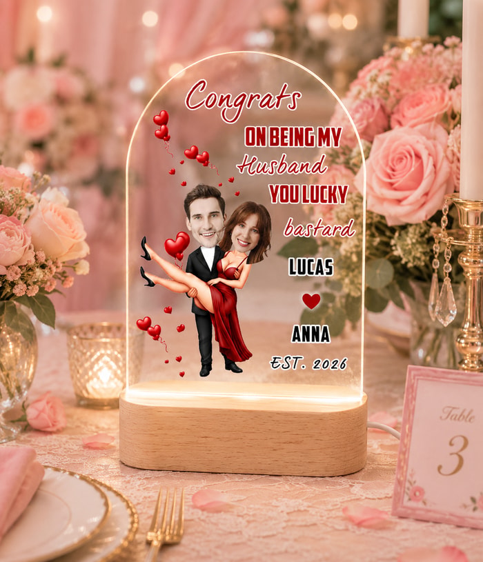 Personalized "Lucky Bastard" Led Night Light – Romantic Keepsake