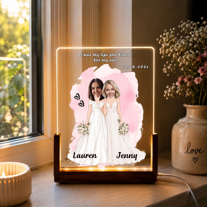 Personalized Two Brides Led Night Light – Romantic Keepsake
