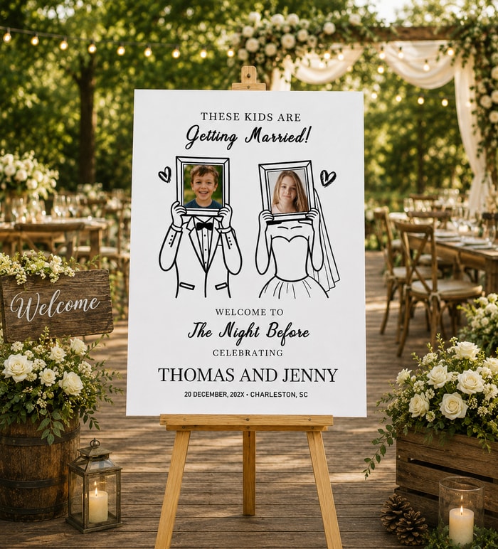 Personalized "These Kids Are Getting Married" Photo Sign - Foam Board, Clear & Frosted Acrylic