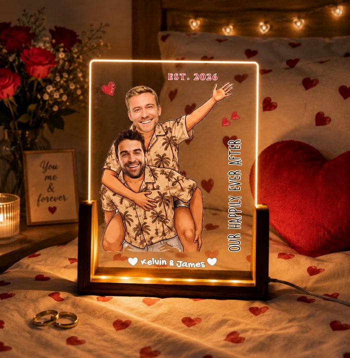 Custom "Happily Ever After" Led Light Lamp