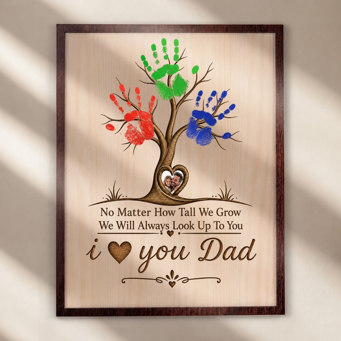 No Matter How Tall We Grow - Personalized Wooden Plaque