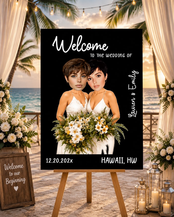 Custom Wedding Welcome Sign For Women Hawaii Wedding Photo Board
