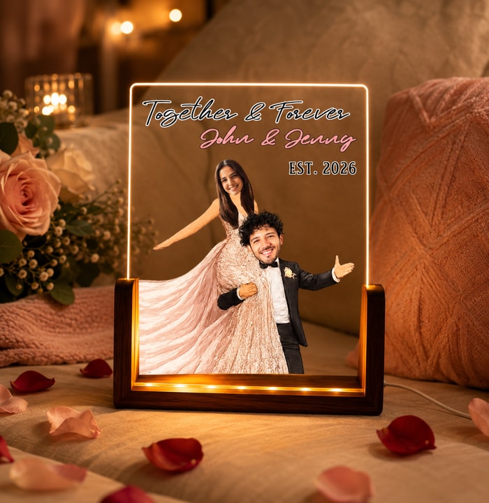 Custom "Together & Forever" Couple Photo Led Acrylic Night Light