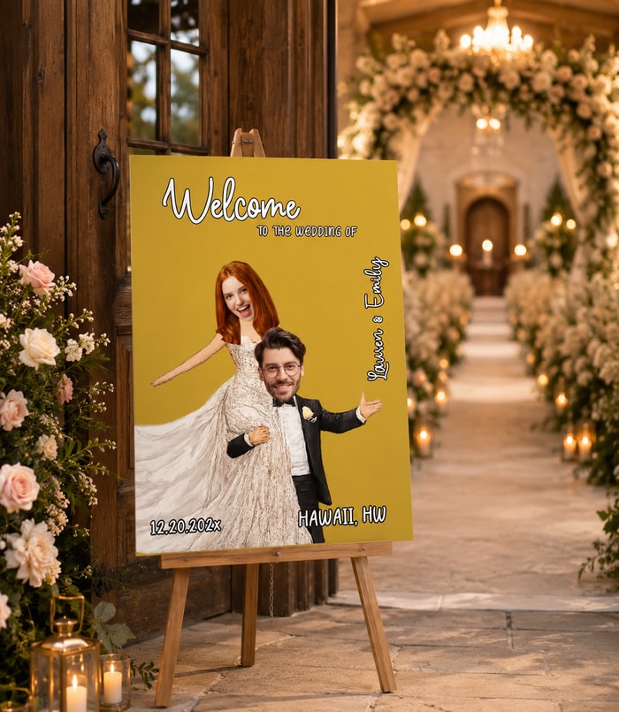 Custom Wedding Welcome Sign For Couple Photo Board
