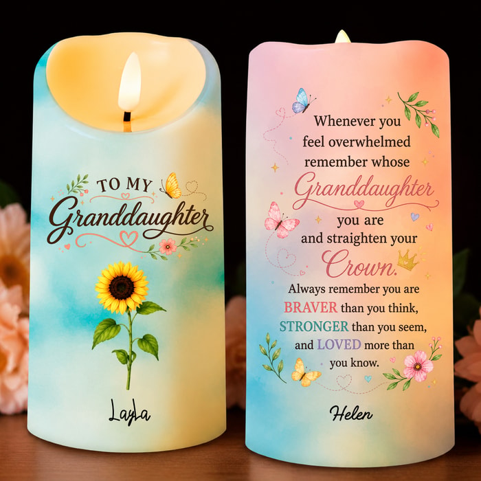 To My Granddaughter - Personalized Custom Led Candle - Gift For Granddaughters