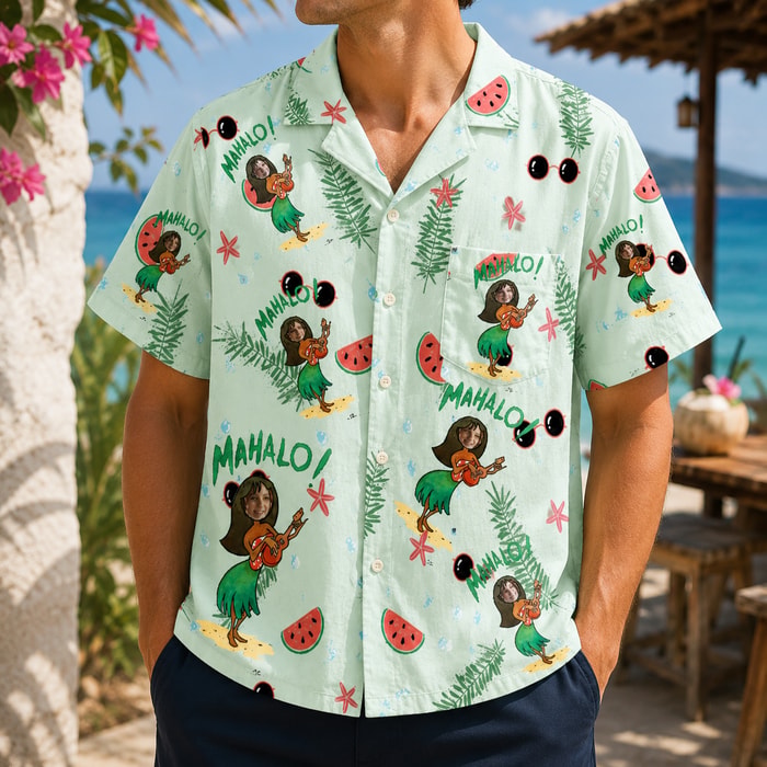 Personalized "Hula Mahalo" Aloha Shirt