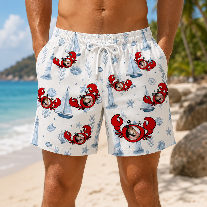 Personalized "Nautical Crab & Lighthouse" Swim Shorts