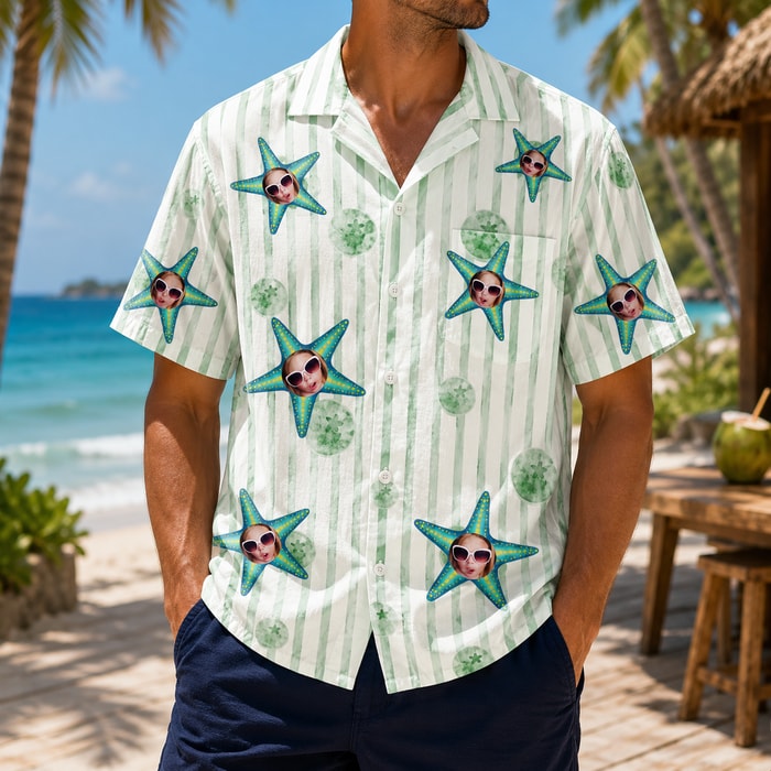 Personalized "Mint Starfish" Aloha Shirt