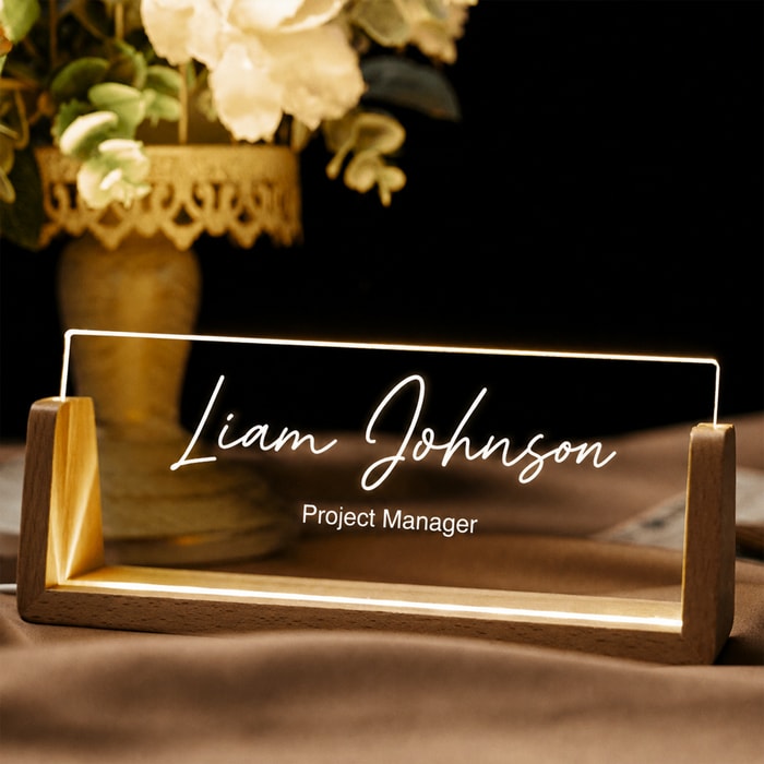 Personalized Desk Name Plate - Lighted Name Sign, Office Desk Accessories, Gifts For Boss, New Job Gift, Thank You Gifts For Coworkers